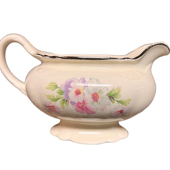 Homer Laughlin Virginia Rose Gravy Boat And Creamer - Picture 3 of 14